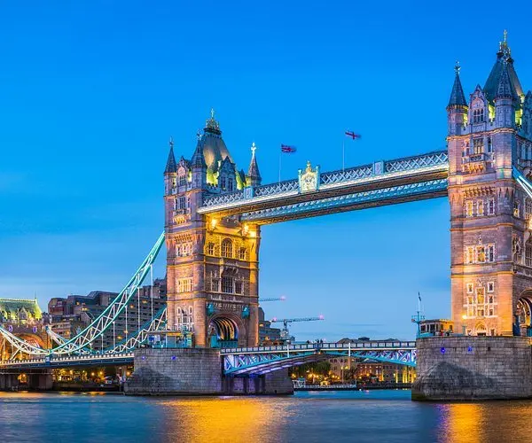 Tower Bridge in London at dusk
